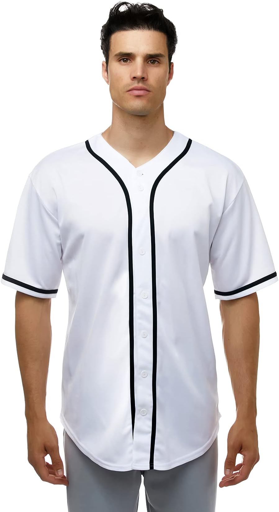 JC DISTRO Men's Baseball Short Sleeve Plain Button Down Team Jersey