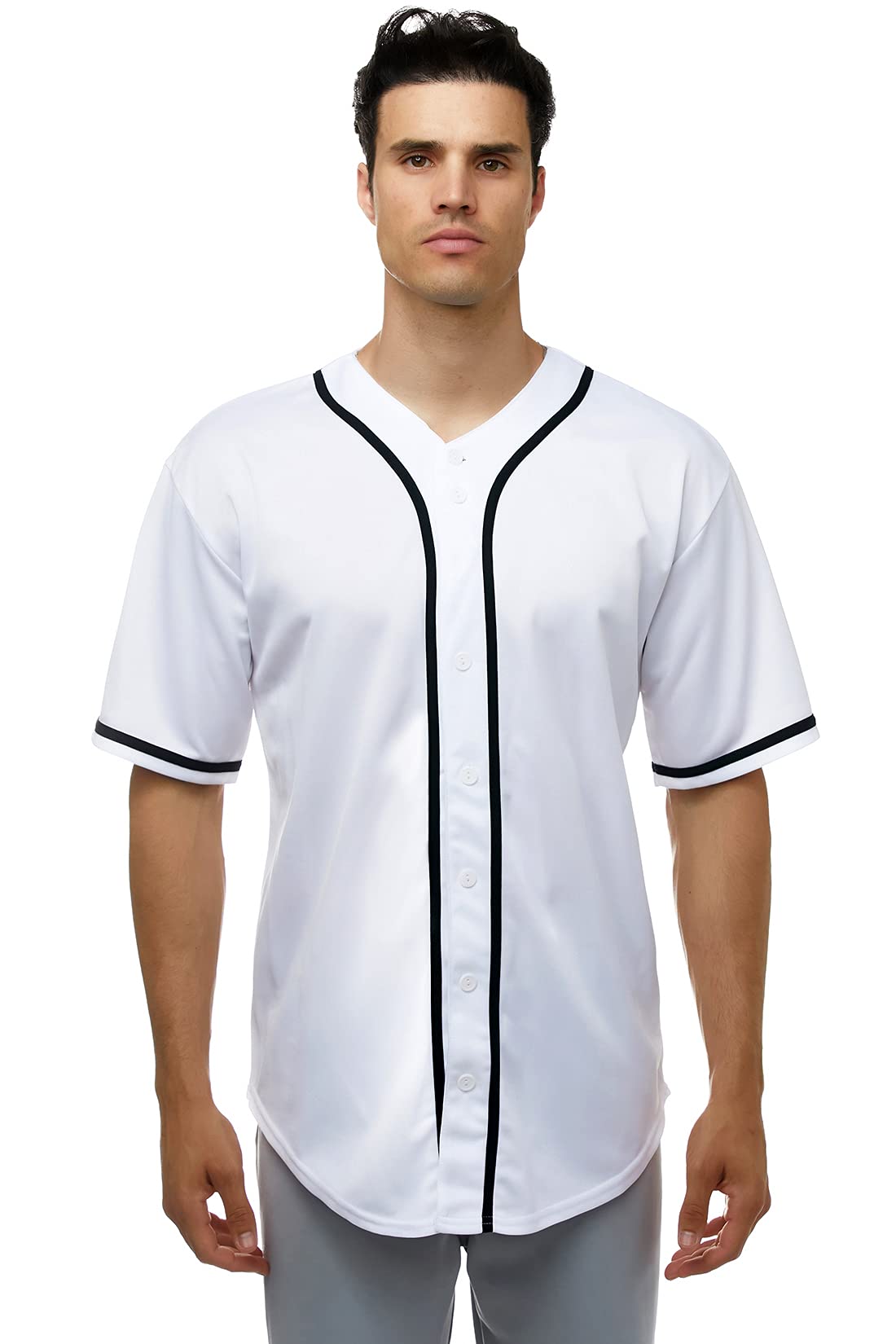 JC DISTRO Men's Baseball Short Sleeve Plain Button Down Team Jersey