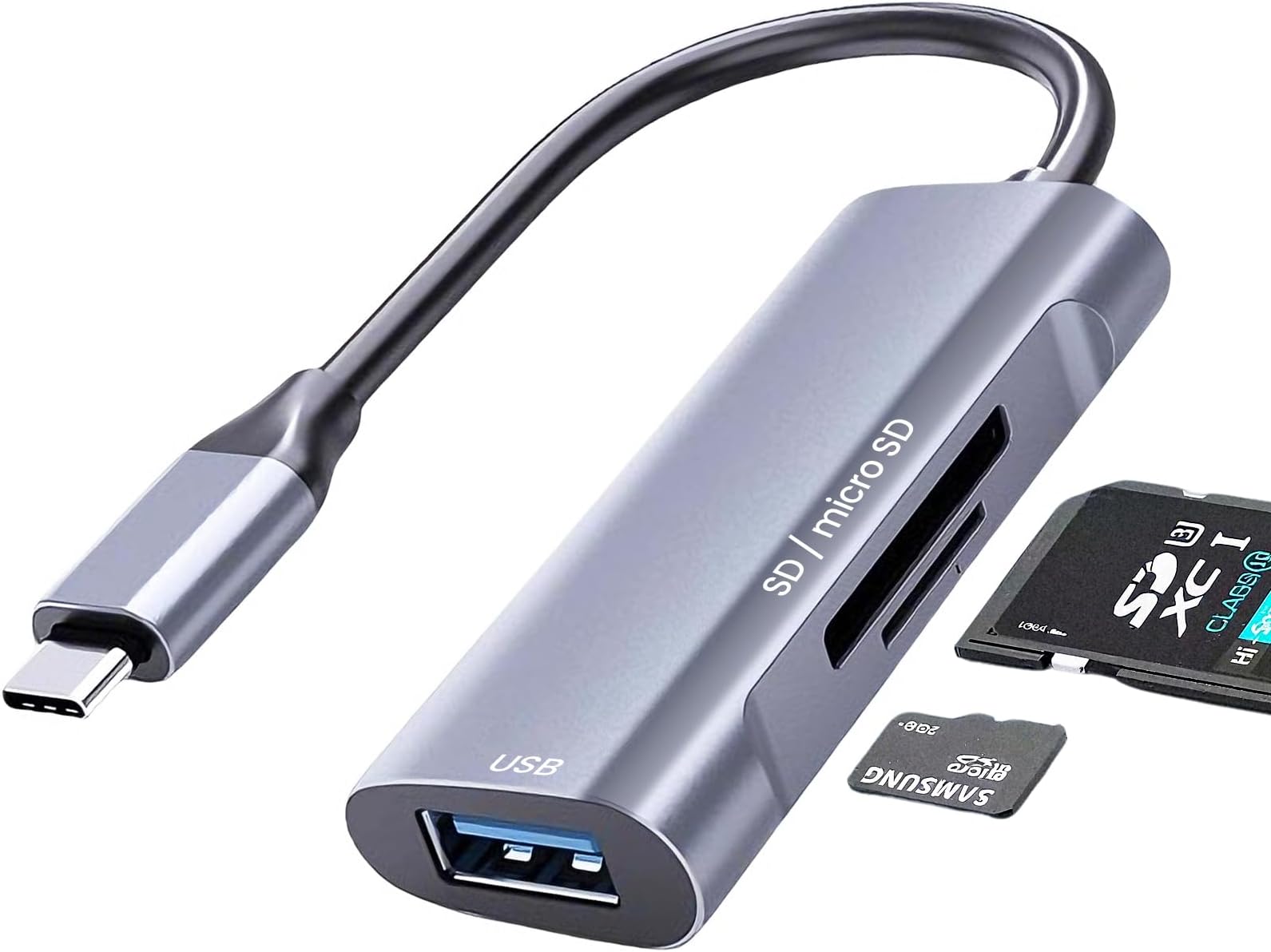 SD Card Reader with USB 3.0, USB-C Card Reader 3-in-1 USB C to SD/TF Cards Adapter Type C MicroSD Memory Readers USB to SD/TF/SDXC Cards Readers for iPhone 16/15 for Android PC Laptop