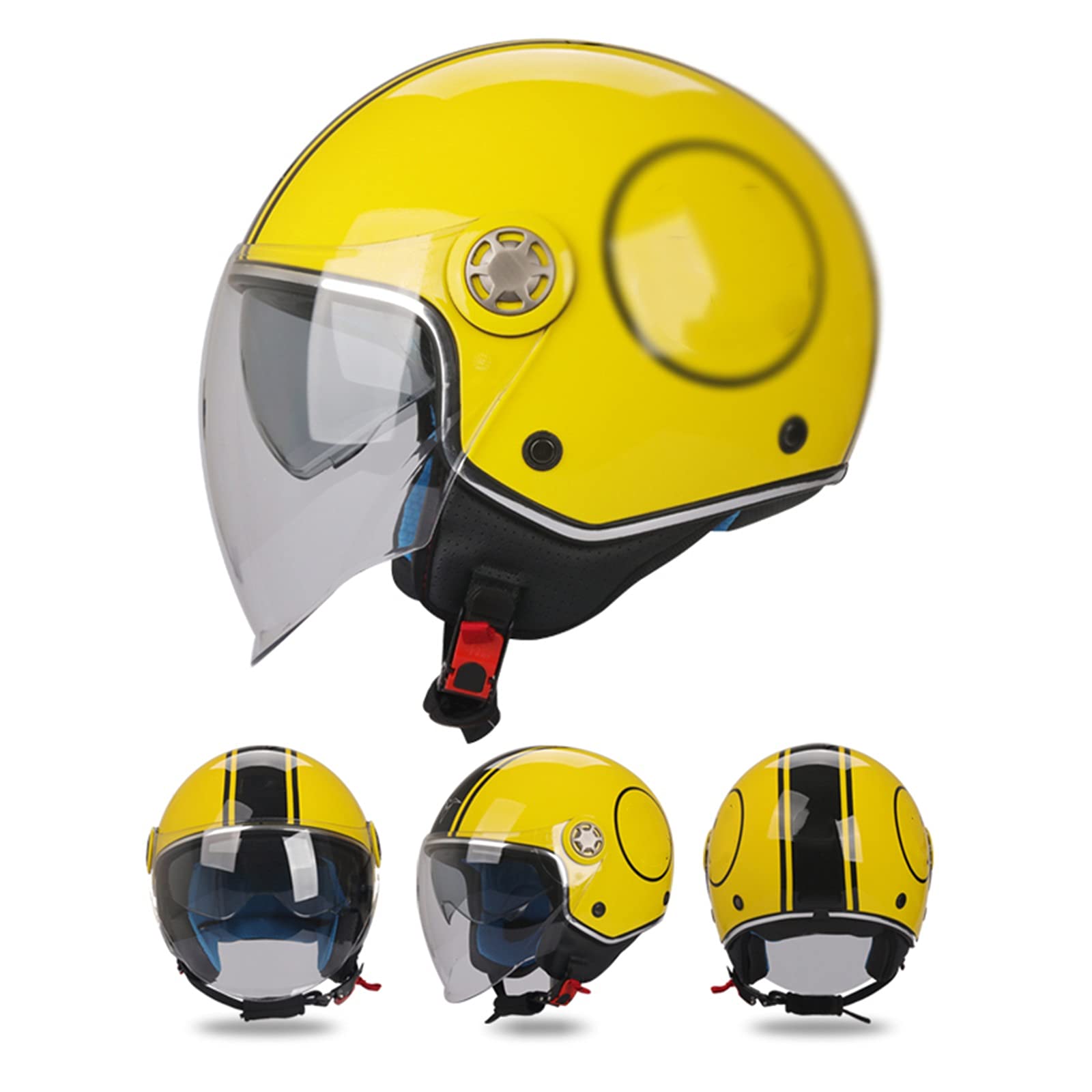 ZLYJ Casco Moto Aperto omologato ECE Casco Mezzo Casco Retro 3/4 per Moto da Corsa Casco Pilota Jet Motocross Vespa Ciclomotore Cruiser A,M(54-56cm