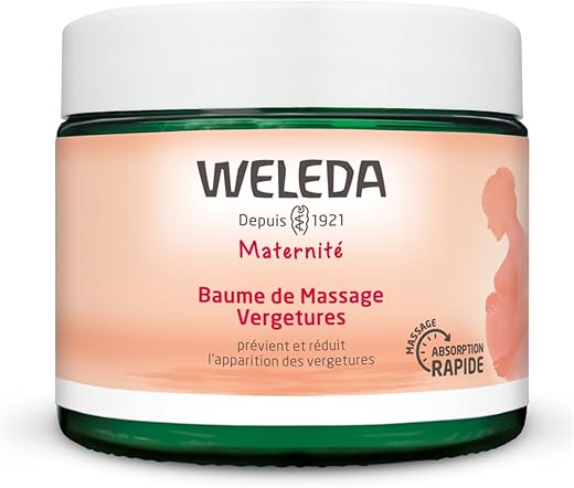 Weleda - Massage Balm, Nourishes Skin, Prevents and Reduces Stretch Marks, with Centella Asiatica, Organic Shea Butter and Essential Oils, Use Before and During Pregnancy - 150ml