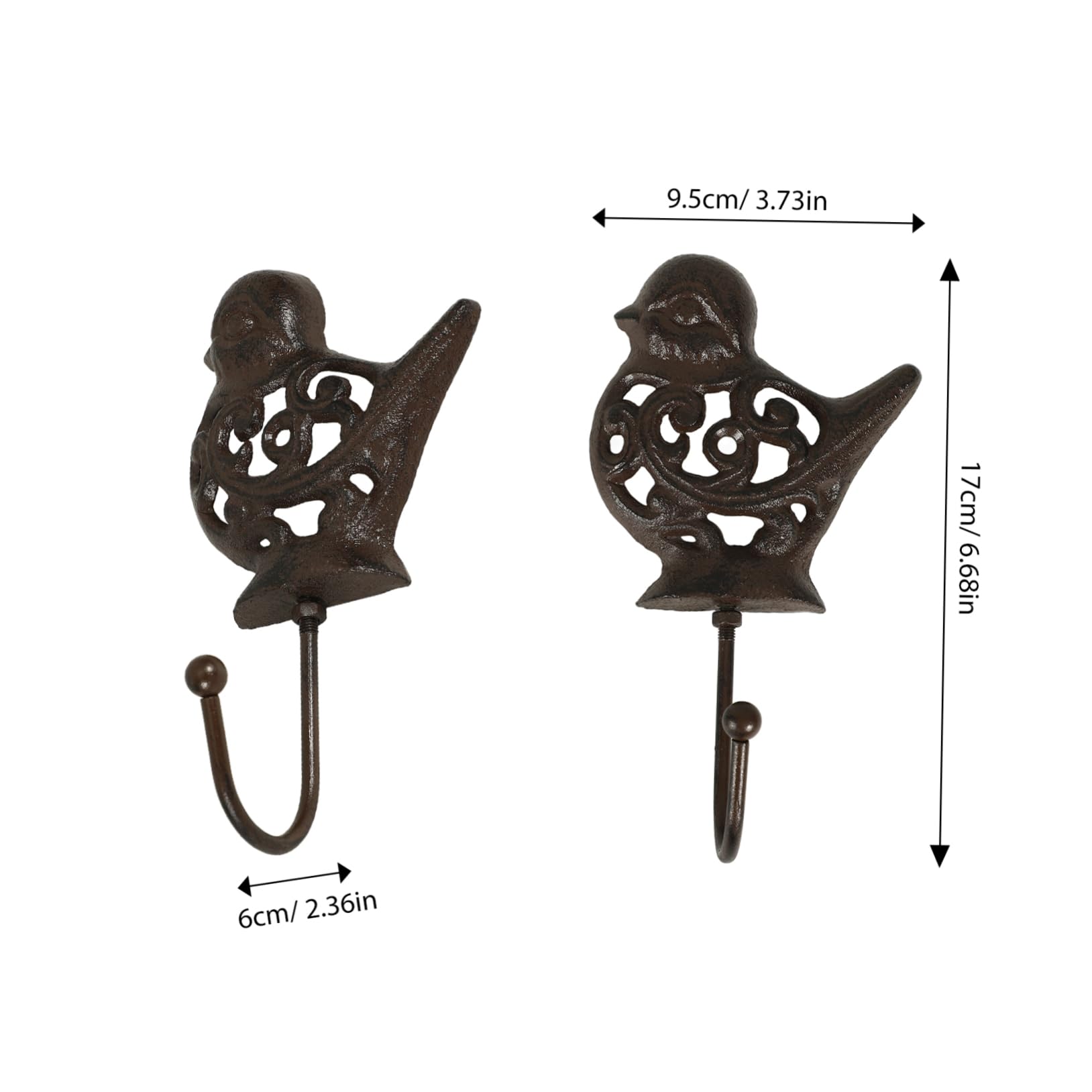 Ganci da Parete a Forma di Piccolo Animale in Ferro, 4 Pezzi, Caffè