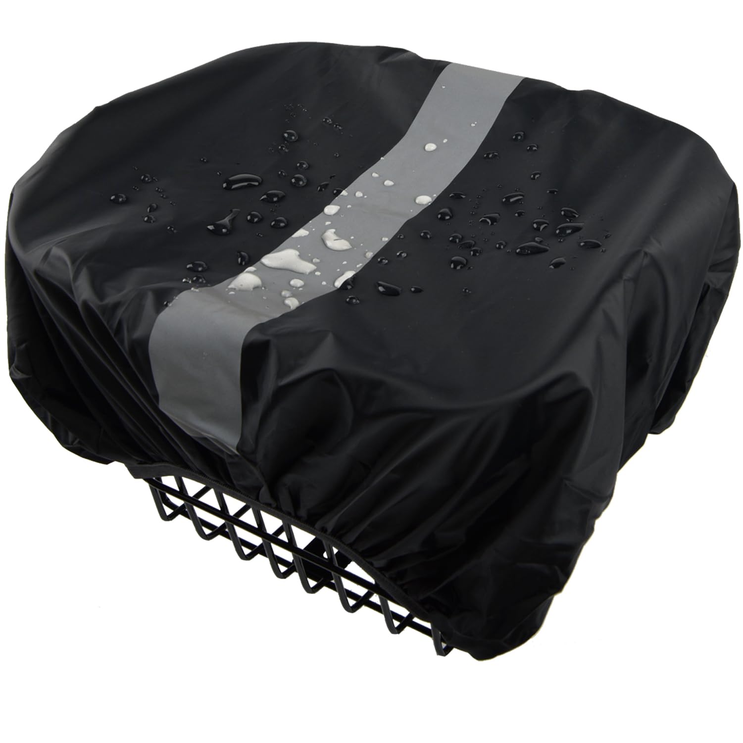 35L Cesta de bicicleta impermeable cubierta de lluvia con tira reflectante bicicleta estante trasero lluvia cubierta negro