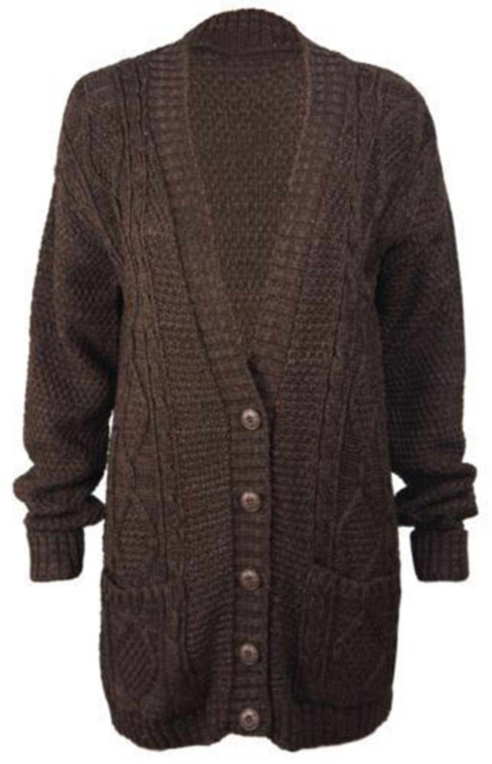 Hamishkane Women's Chocolate Hamishkane® Winter Chunky Cardigans For Uk, Warm Long Sleeve Jumpers, V-Neck Long Cardigan With Buttons Casual And Daily Knitwear Cardigans