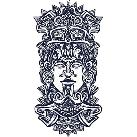Intricate Ancient Mayan Tribal Chief Art Cartoon Vinyl Sticker (4" Tall) Cover