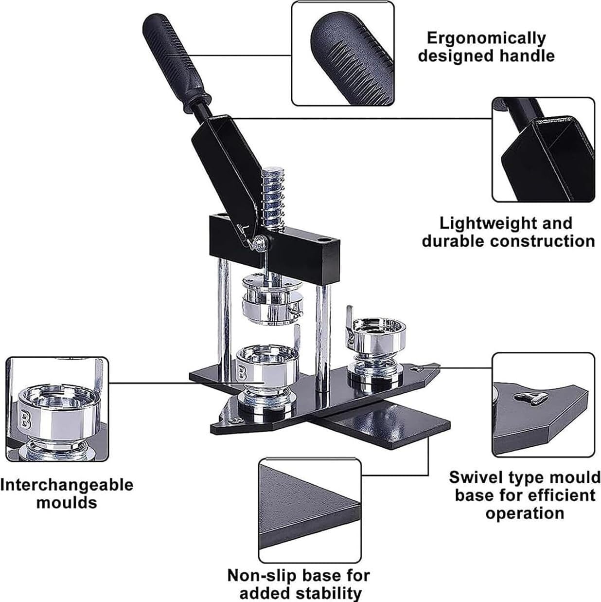 WLYPE Badge Maker Machine 32mm/58mm DIY Round Pin Badge Button Maker Press Machine Badge Punch Press, for Advertising G-ift Making Machine(58mm)