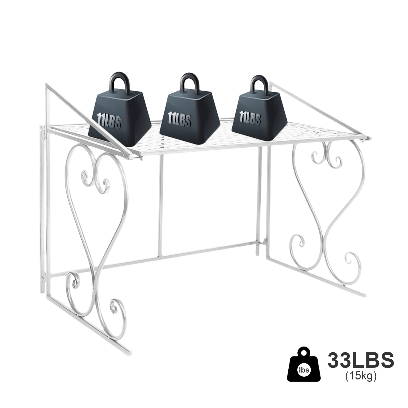 Dazone Etagère Micro-Ondes en Métal, Support de Four Micro-Onde Amovible Rangement de Cuisine avec 2 Niveaux pour Placer Four à Micro-Ondes, Vaisselle, Cafetière, Assiette ou Épices (Blanc)