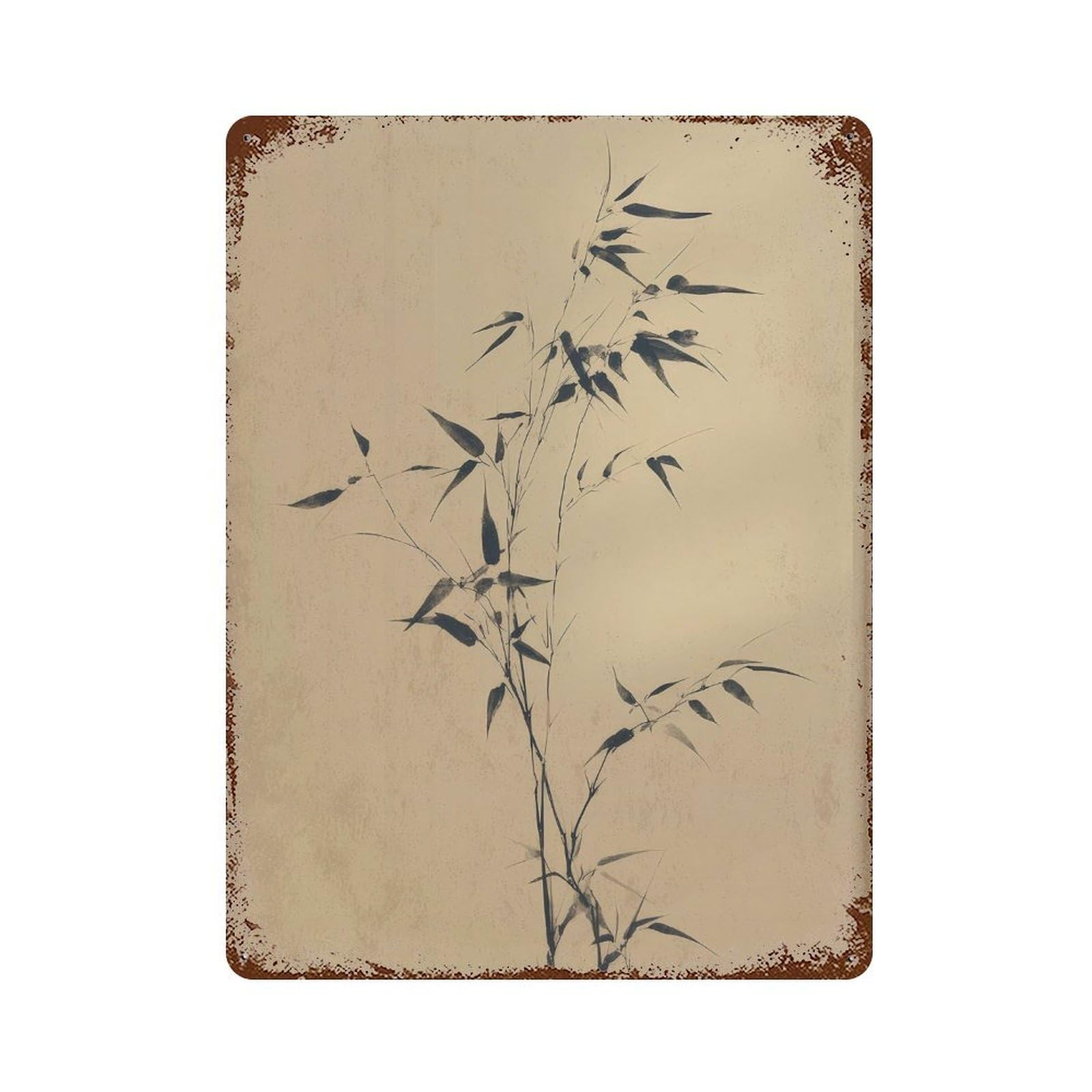 xiaoxiaoshen Bamboo Branches. Minimalist Wabi Sabi Wall Decor Art Metal Tin Poster Modern Home Decor Art Home Bar Shop Decorations Vintage Sign 40x30cm