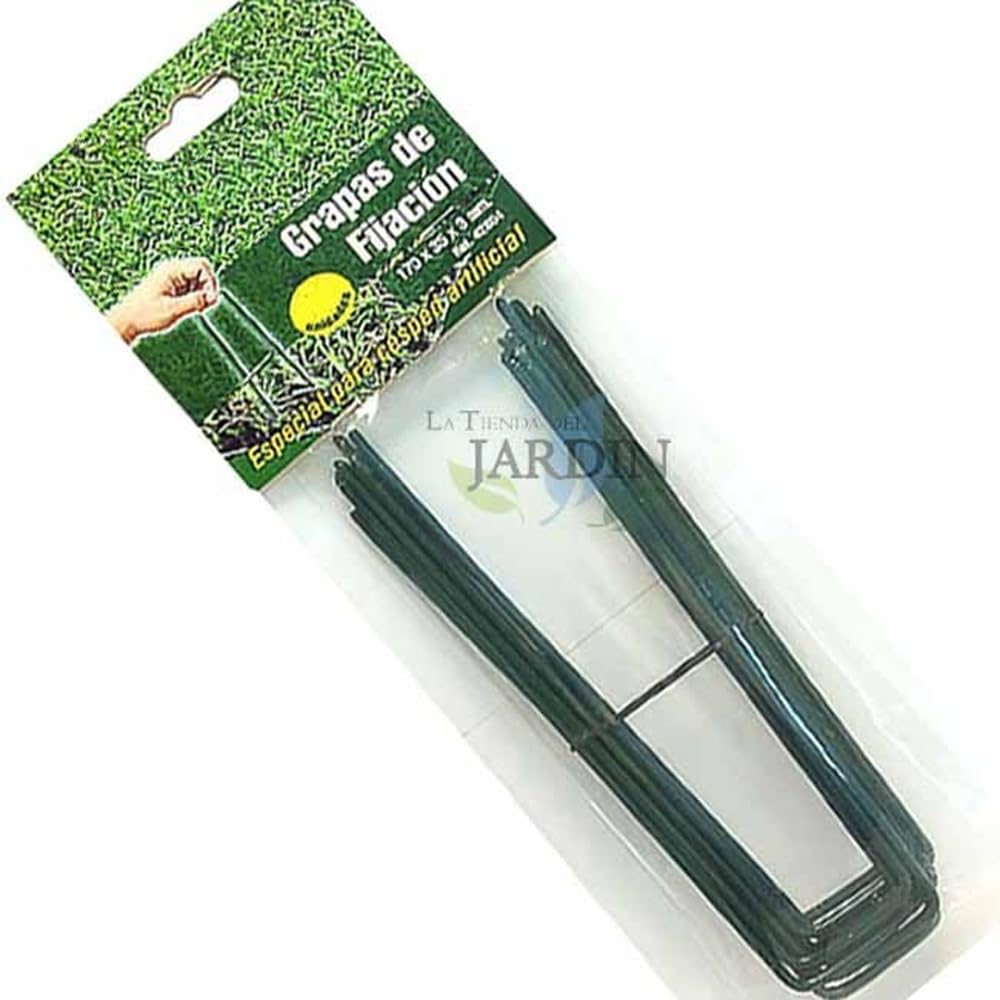 Suinga Agrafes pour Gazon Artificiel | Lot de 50 piquets de Fixation en métal galvanisé pour Filets | Clous résistants pour Jardins et terrasses | Ancrage pour Gazon Artificiel Vert