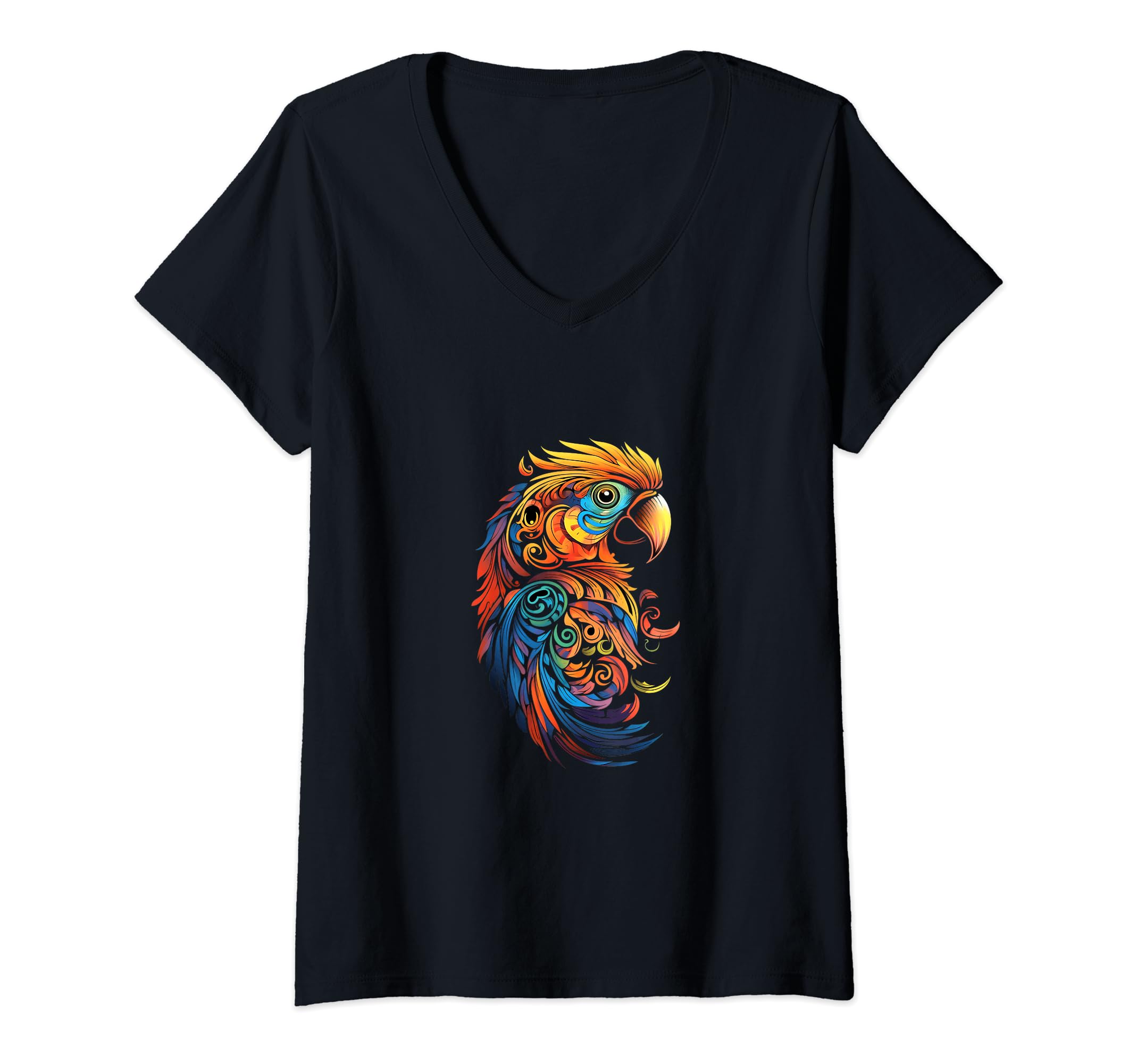 Parrot Bird Tribal Art Bohemian V-Neck T-Shirt