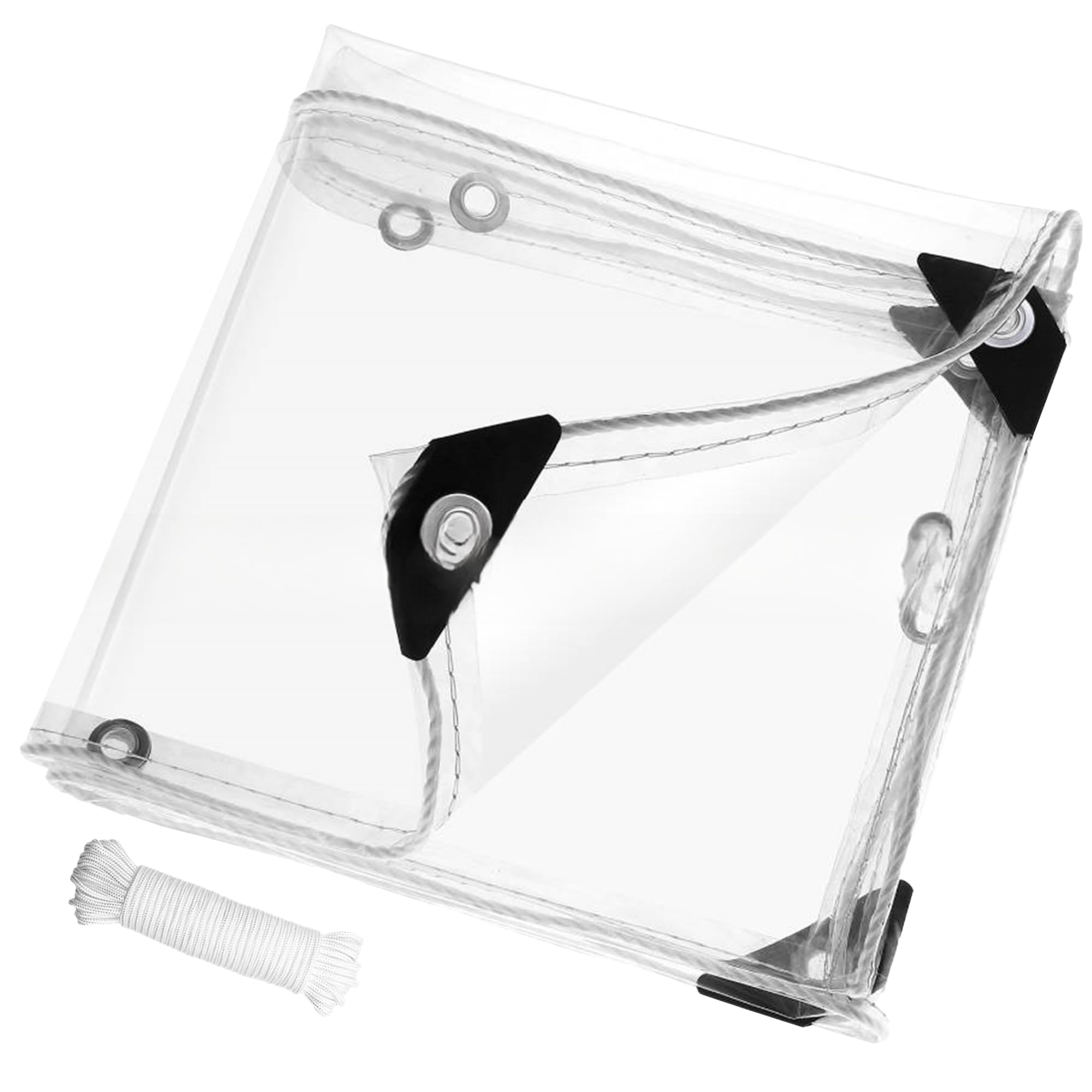 Lona transparente 150x160 cm de PVC impermeable con ojales para proteger el exterior
