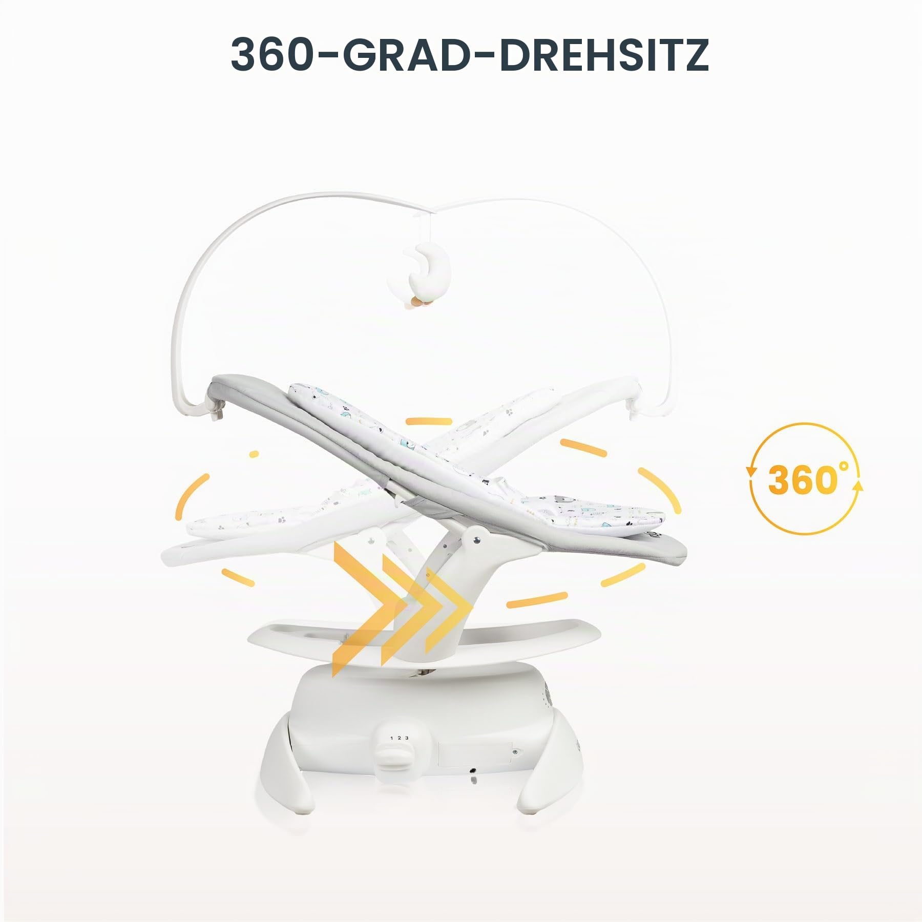 CARETERO - NOCO Baby Rocker - für Babys 0-12 Monate - mit Musik, 360° Drehsitz, Verstellbarer Rückenlehne - Verschiedene Schaukelmodi & Geschwindigkeiten - Graphit