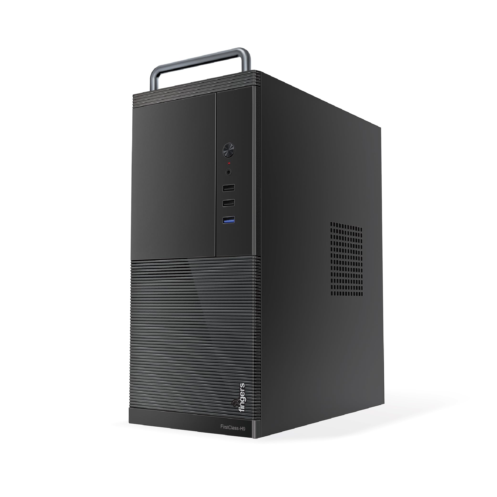 FINGERS FirstClass-H9 Micro ATX PC Case with Easy to Carry Handle, Premium Thick Metal Structure, 1 x USB 3.0 + 2 x USB 2.0 + Earphone Jack (HD Audio & Mic), SMPS Bundled, BIS Certified