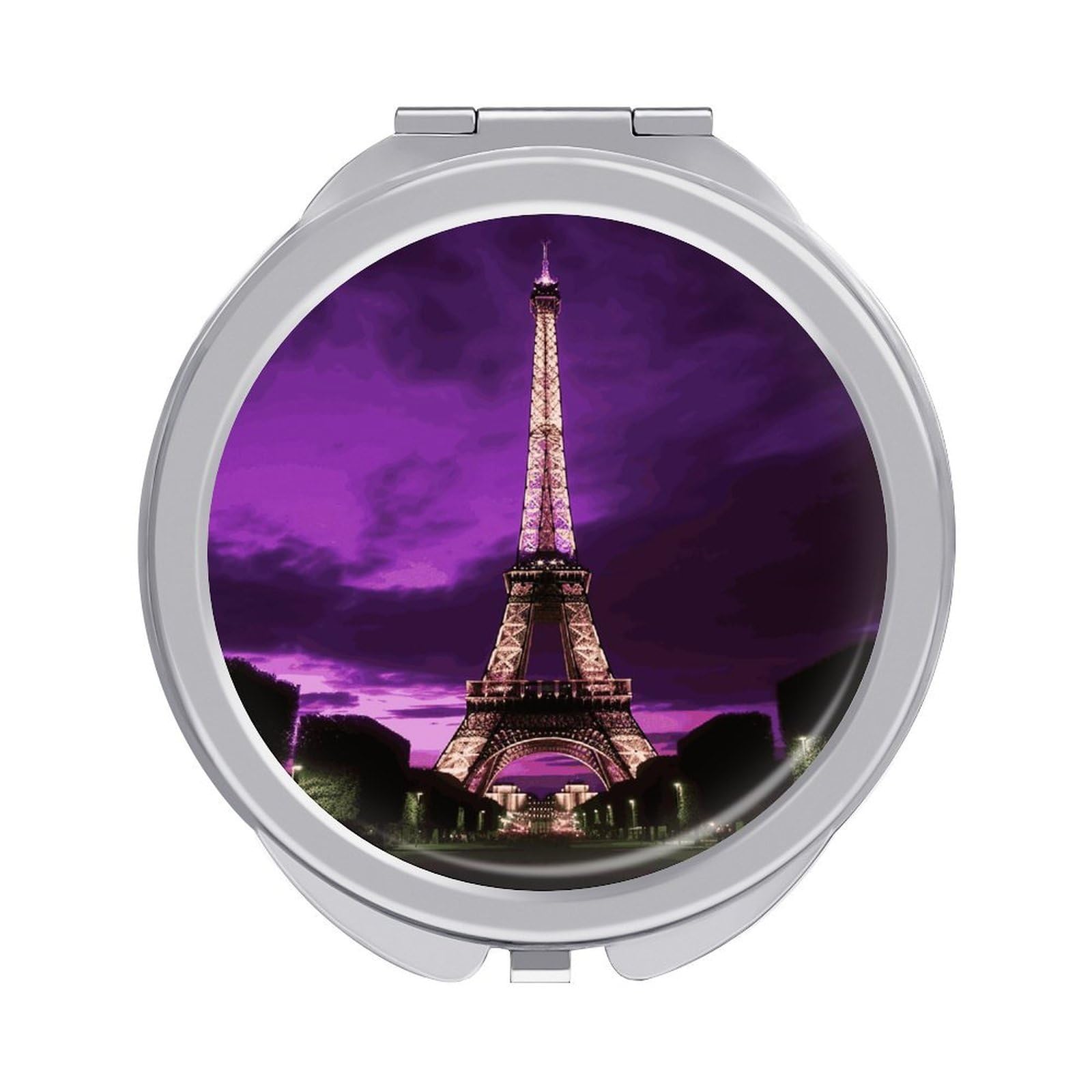 FekiLoot Purple Eiffel Tower Travel Makeup Mirror 2 X /1 X Magnifying Slim Pocket Mirrors Compact for Purse Travel Makeup Mirrors for Pocket, Handbag, Purse Women Gift