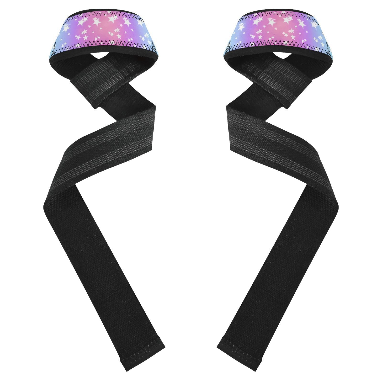 STAYTOP Rainbow Stars Wrist Straps for Weightlifting,Lifting Straps with Neoprene Cushioned Wrist Padded and Anti-Skid Silicone for Strength Training,Bodybuilding,Deadlifting