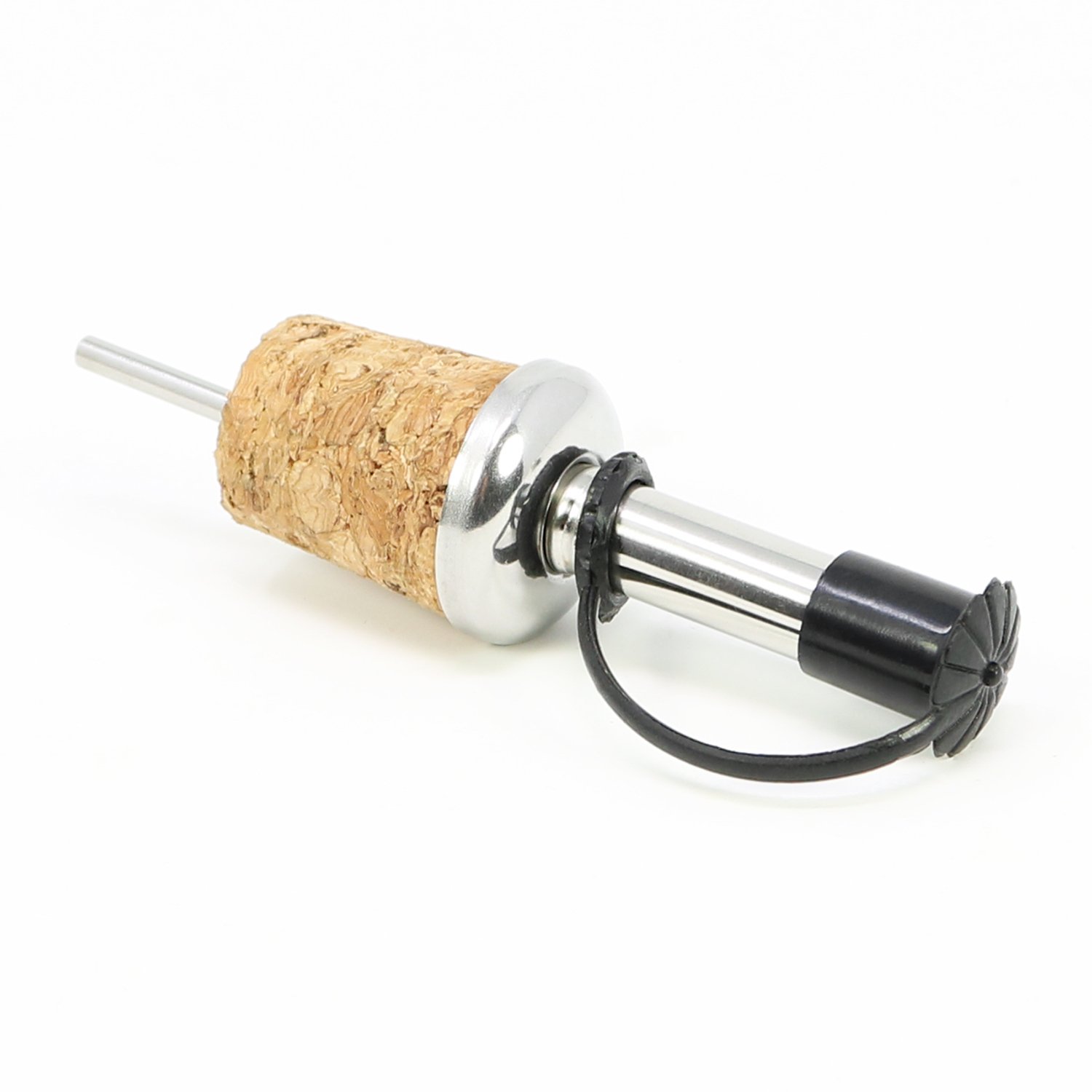 COM-FOUR® 4x Vertedor de botellas de acero inoxidable con tapón protector y corcho - Para licores, vinagre y aceite (04 piezas)