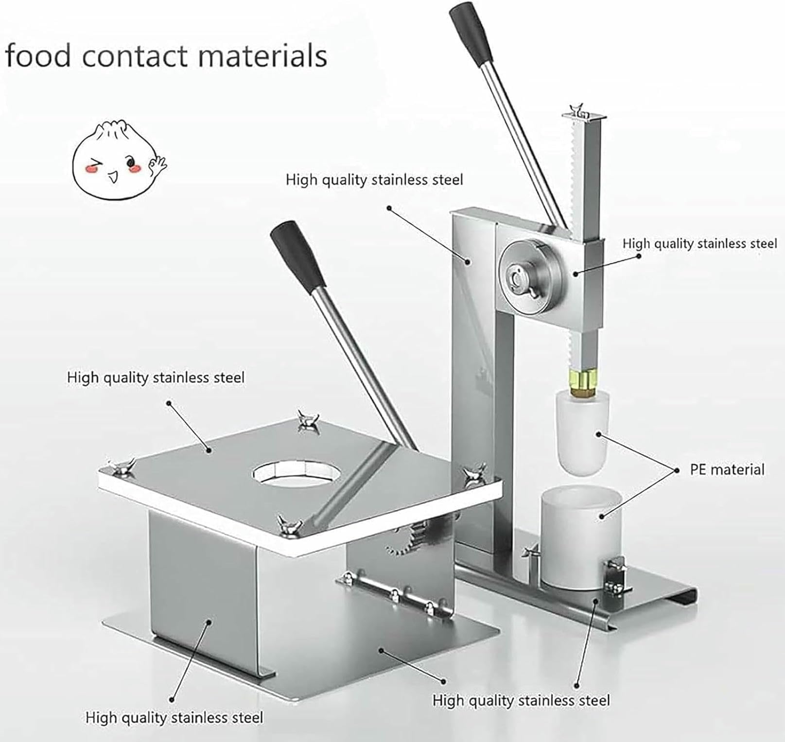 Baozi Maker Brötchenmaschine mit 3 Formteilen, chinesische Bao-Herstellung, Edelstahl, gedämpft, gefüllt, Kochwerkzeug-Sets