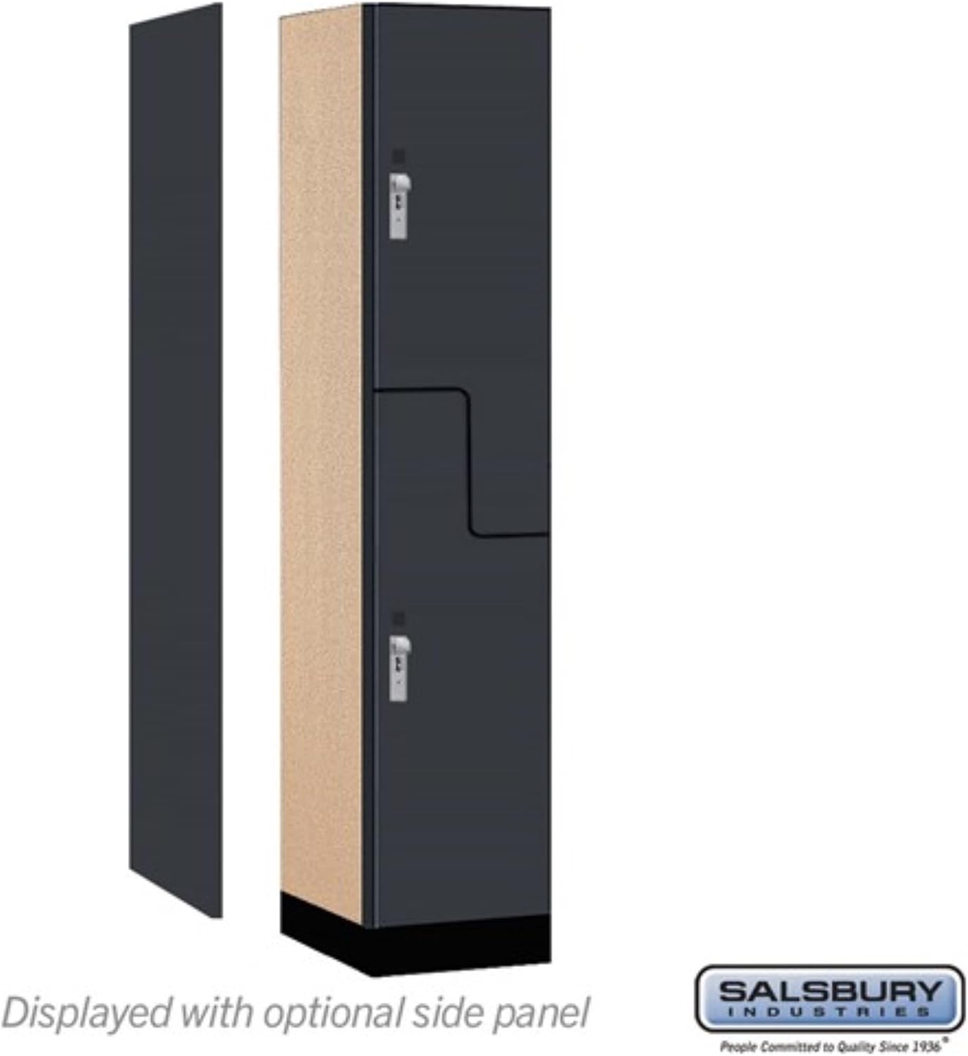 Salsbury Industries 15" Wide Premier Wood Locker-Double Tier 'S' Style-1 Wide-6 Feet High-24 Deep-Carbon Mesh-Silver Hasps