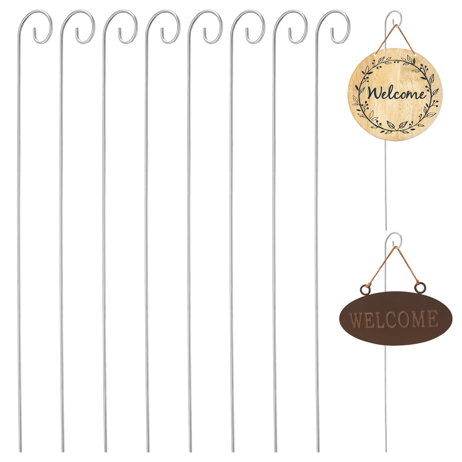 Supvox 10er-pack Metall-pflanzenetikettenstäbe – 400 Mm Langes Hirtenhaken-design für Gartenschilder – 3 Mm Dicke Eisenschildhalter für Blumentöpfe Und Setzlinge Dekorative Außenstäbe