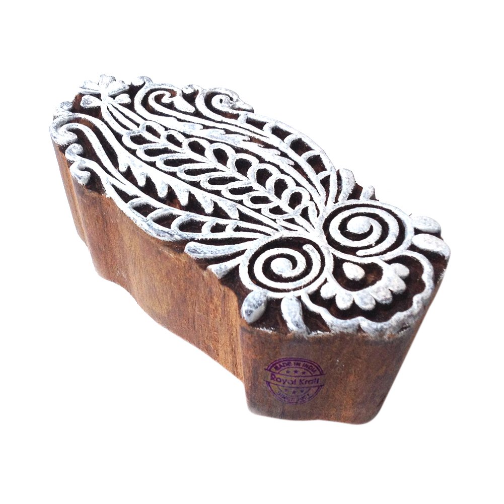Beautiful Arty Crafty Paisley Shape Wooden Block for Printing - DIY Henna Fabric Textile Paper Clay Pottery Block Printing Stamp