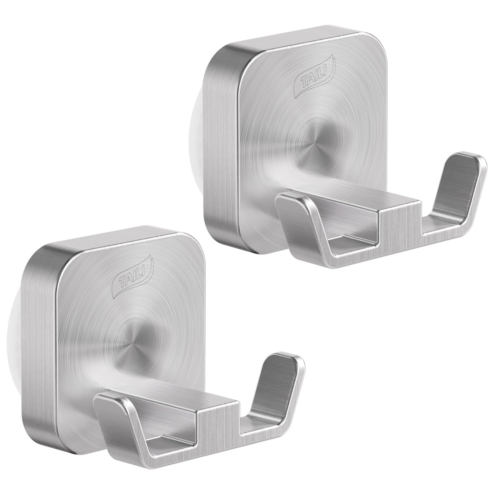 TAILI Bathroom Towel Hooks with Vacuum Suction Cups No Drilling, Stainless Steel, Reusable Bathroom Suction Hooks Waterproof Heavy Duty Removable Hanger for Shower, Kitchen, Towel, Robe-Type D