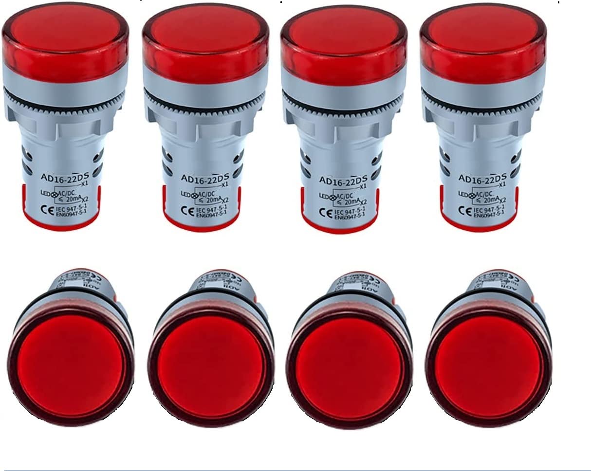 POWER LED Panel Indicator 230V 22MM Plastic (Set of 4 (Red))-image-30
