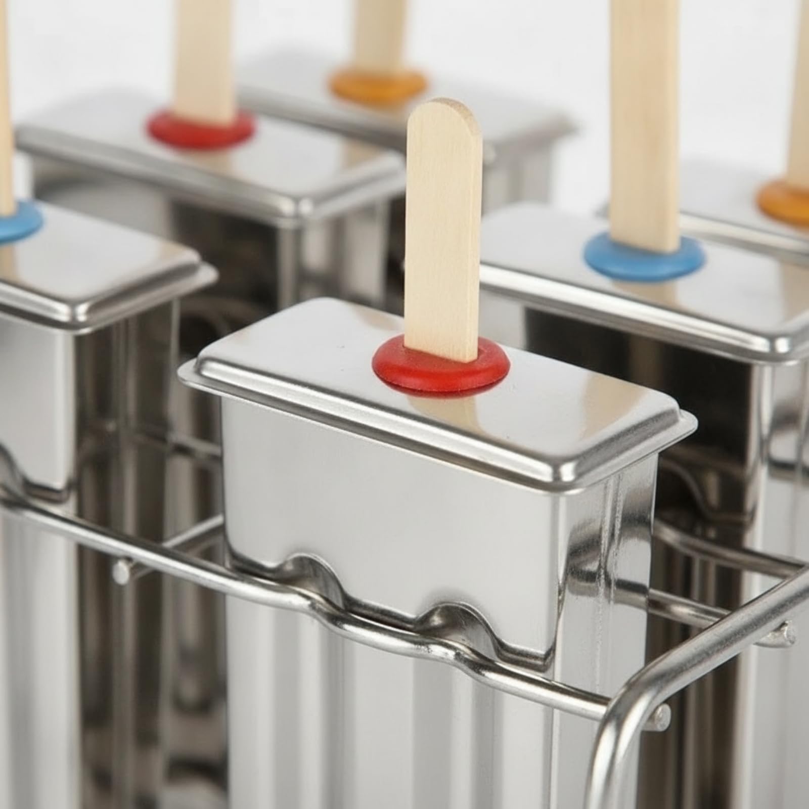 Moule à Esquimaux En Inox Compact Moule à Glace avec Bâtons Pratique Kit Moules à Esquimaux pour Congélateur, 6 Moules À Sucettes Glacées En Forme De Pastèque À Double Fente