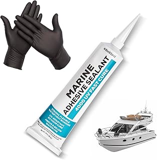 3 oz Marine Adhesive Sealant 4000/4200 Fast Cure UV (White) - Sem-Permanent, Flexible Bonding and Sealing - UV Resistant, Above & Below Waterline - Compare to 06560 and 05260 FC M - by Berkland