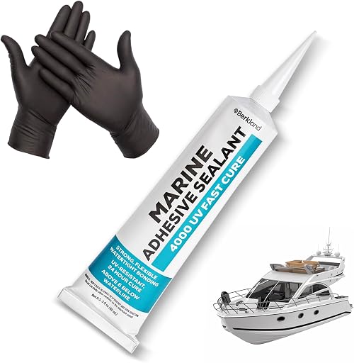 [3 oz] Marine Adhesive Sealant 4000 UV, White — Semi-Permanent Watertight Bond Above & Below Waterline, UV Resistant Marine Caulk for Boats, Hatches, Decks & Fittings by Berkland, Compare to 4200