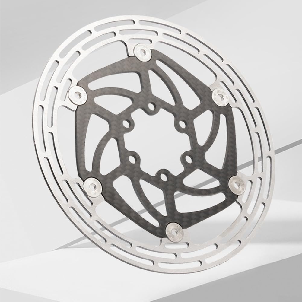 Freno de disco flotante ultraligero para bicicletas que combina soporte de fibra de carbono y disco de acero, adecuado para aplicaciones de bicicleta de montaña y carretera (140 mm (con tornillos))