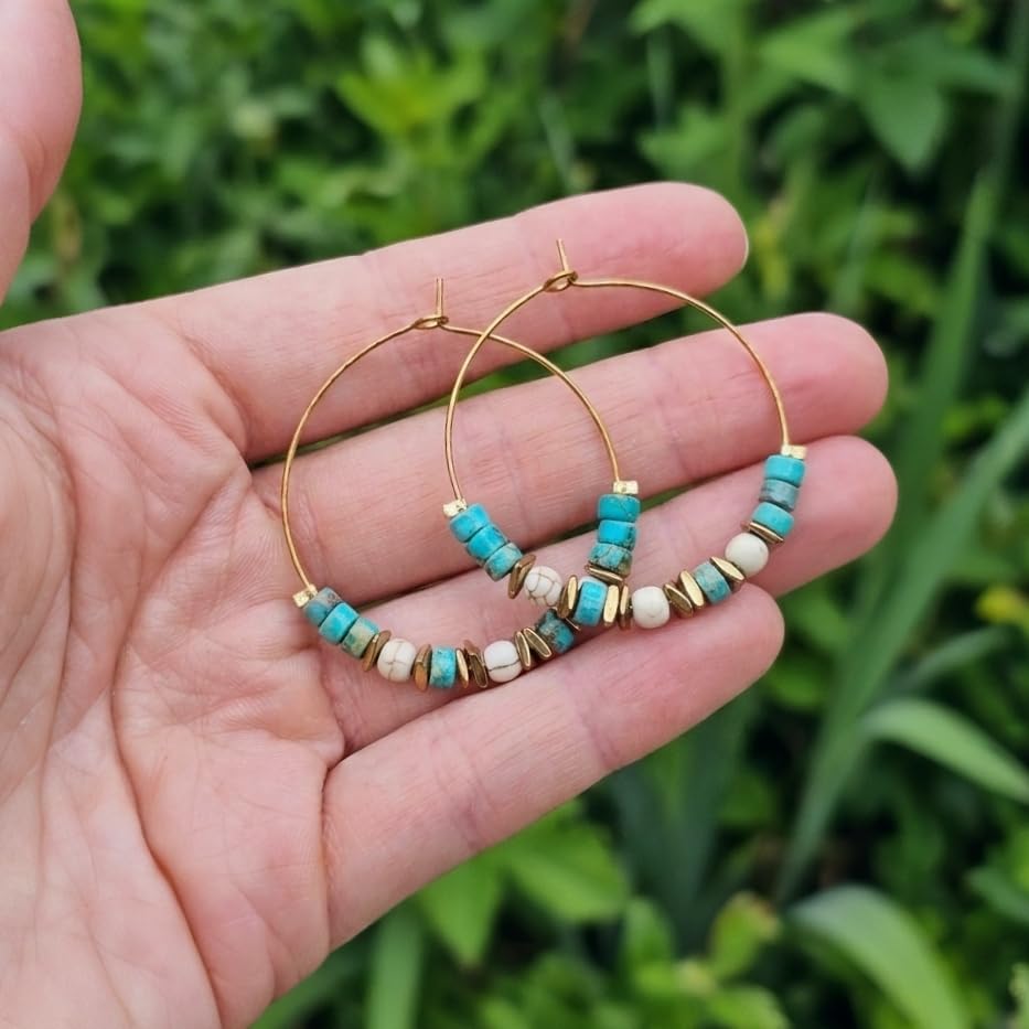 Créoles jaspe sédiment marin boucles d'oreilles légères faciles à mettre sans douleur