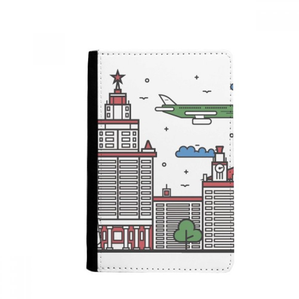 Russia City National Symbol Pattern Passport Holder Notecase Burse Wallet Cover Card Purse