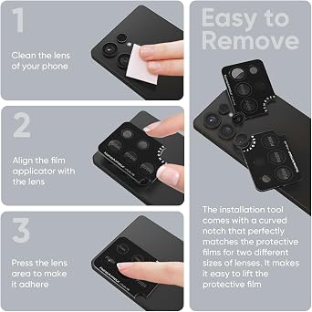 FLOLAB NanoArmour for Samsung Galaxy S25 Ultra Camera Lens Protector Durable, Tempered Glass Camera Cover, Aluminum Lens Cover, Anti Reflective TruColors Crystal Clear, and Easy to Install - Black
