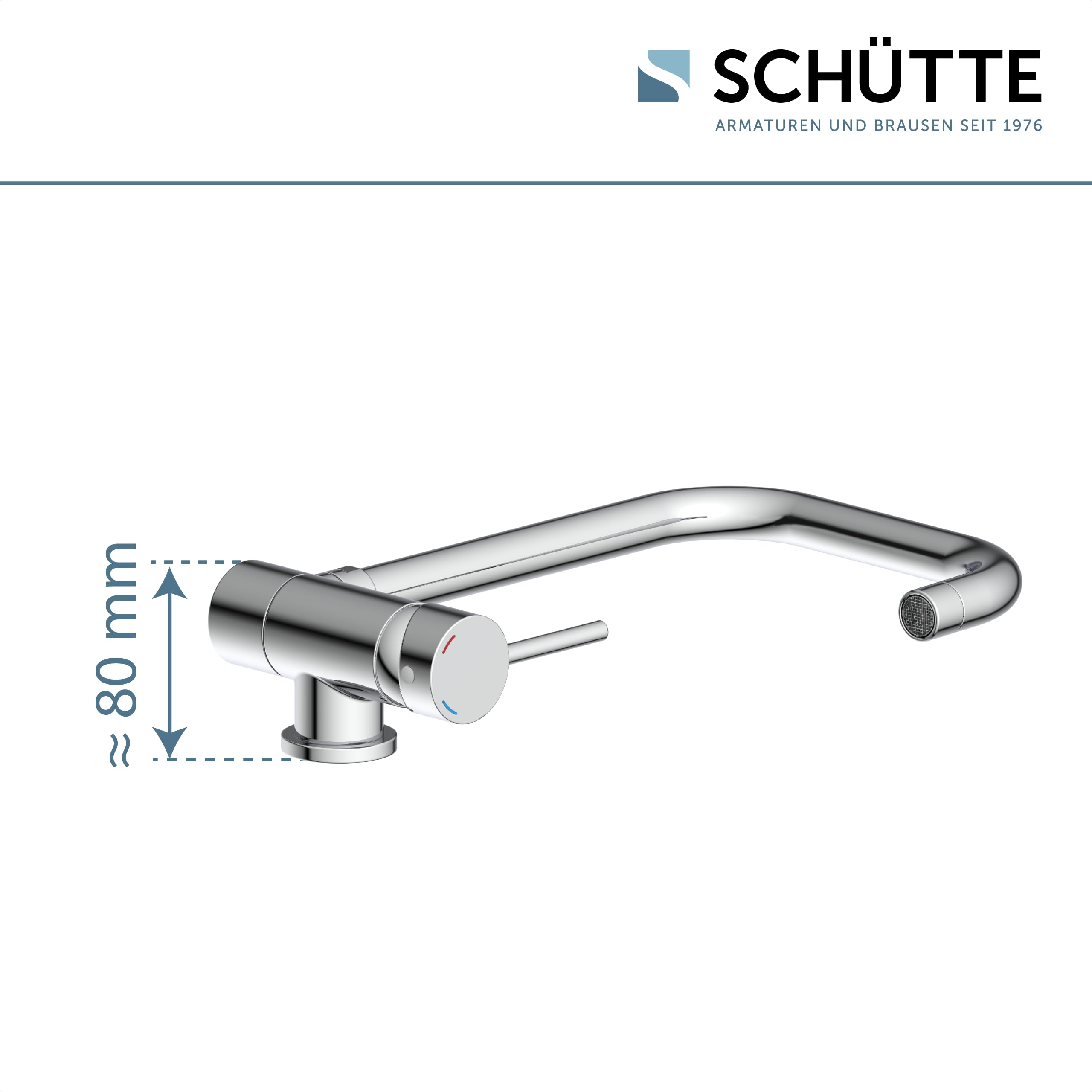SCHÜTTE 24550 Robinet de Cuisine Window - Mitigeur Monocommandé Sous Fenêtre, Rabattable 360° Pivotant, Chromé