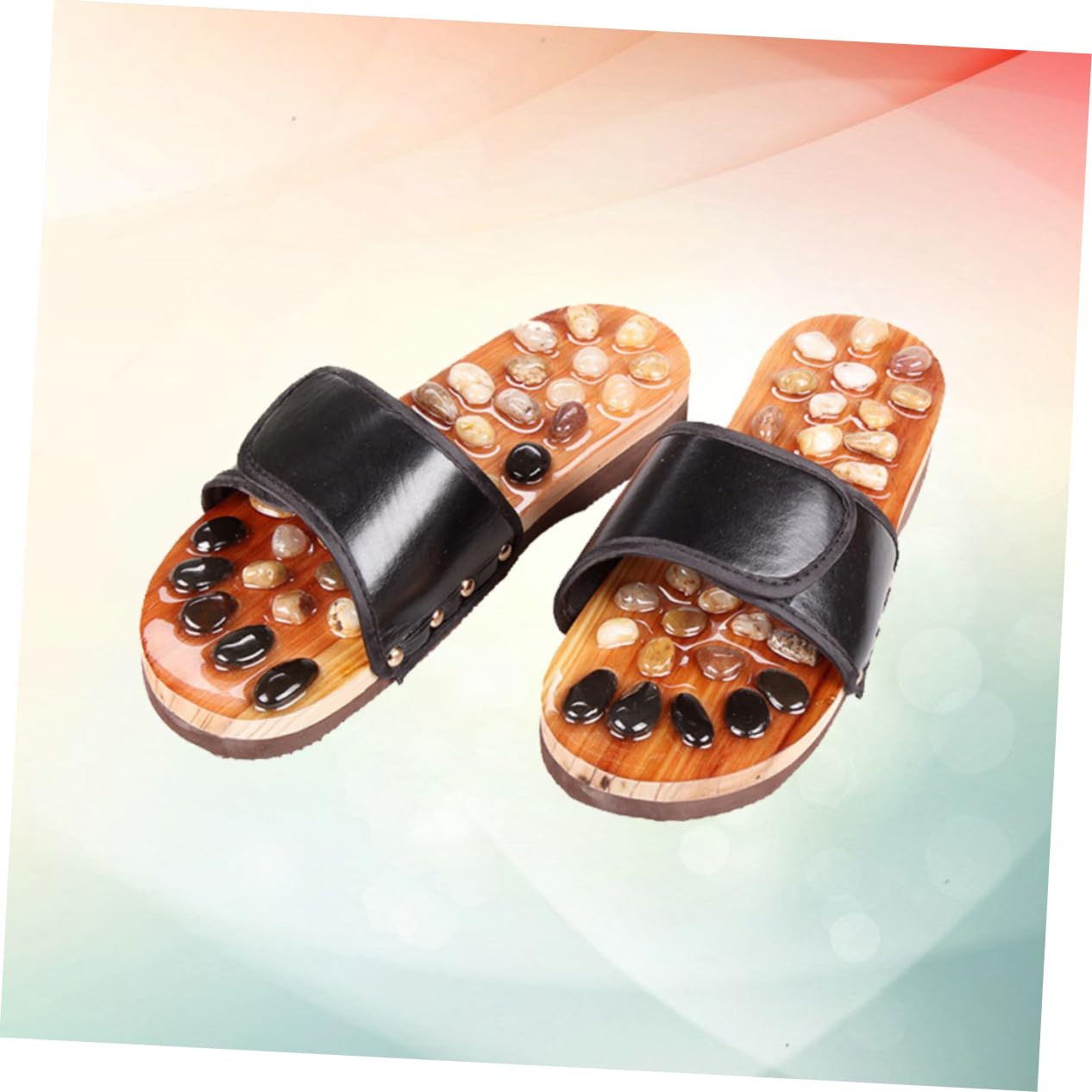 Slipper Größe 38 Akupressur Rutschfeste Fußmassage Schwarz für Damen