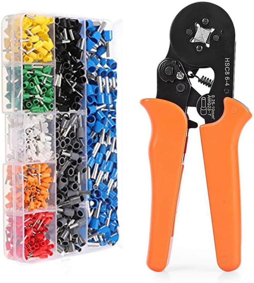 Pliers Automatic Wire Stripper Cable Connector Terminals Kit Self-adjusting Crimping Tool Hand Tools(Orange,E)