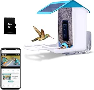 Smart Bird Feeder with Camera with AI Identify Bird Watching Camera,1080P HD Video,Camera Bird Feeders for Outside,2.4G Wi-Fi Bird House with 64G Memory Card (APP Connection & IP65 Waterproof) asin的图片