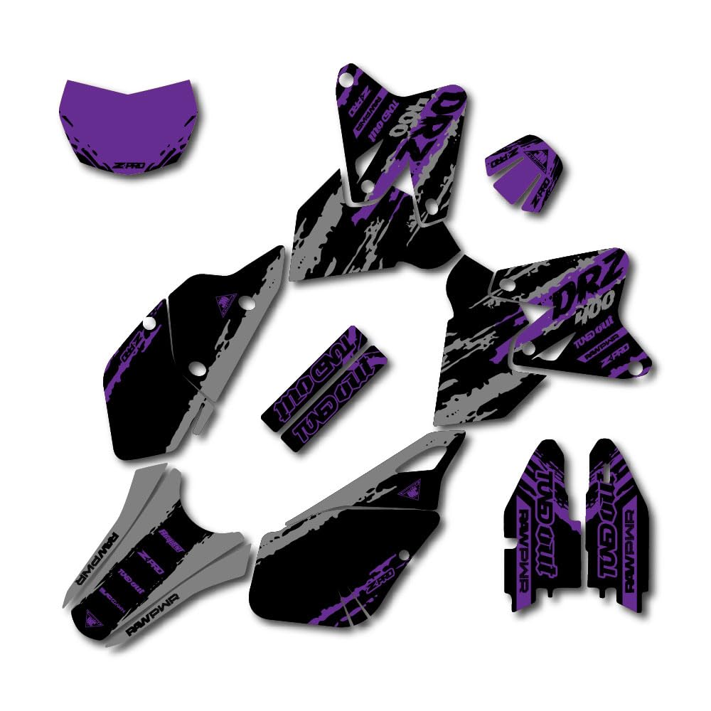 Gray Purple Slick Graphics Kit fits Suzuki DRZ400SM Drz400s drz400 Supermoto DRZ
