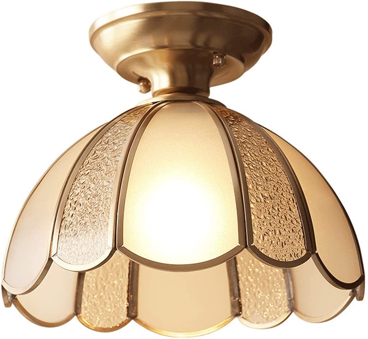Lustre en verre dépoli rétro européen en cuivre pour chambre et entrée