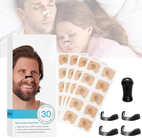Breathing Nasal Strip Starter Kit, Gentle Magnetic Strips, 30 Tabs, Reduce Snoring, Boost Oxygen Intake, Improve Sleep Quality, Skin Safe