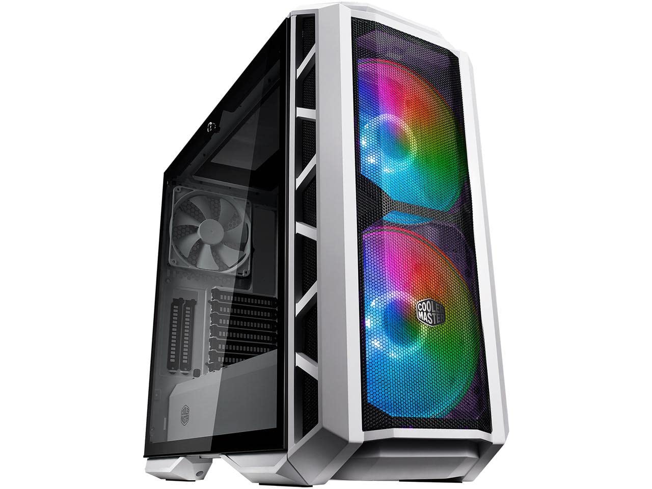 Cooler Master Mcm H500P Wgnn S00 Mastercase Mesh White Atx Mid Tower W/Front Mesh Ventilation, 2X 200mm RGB Fans, Tempered Glass Side Panel And 2X Vertical Gpu Card Pci Slots, Grey