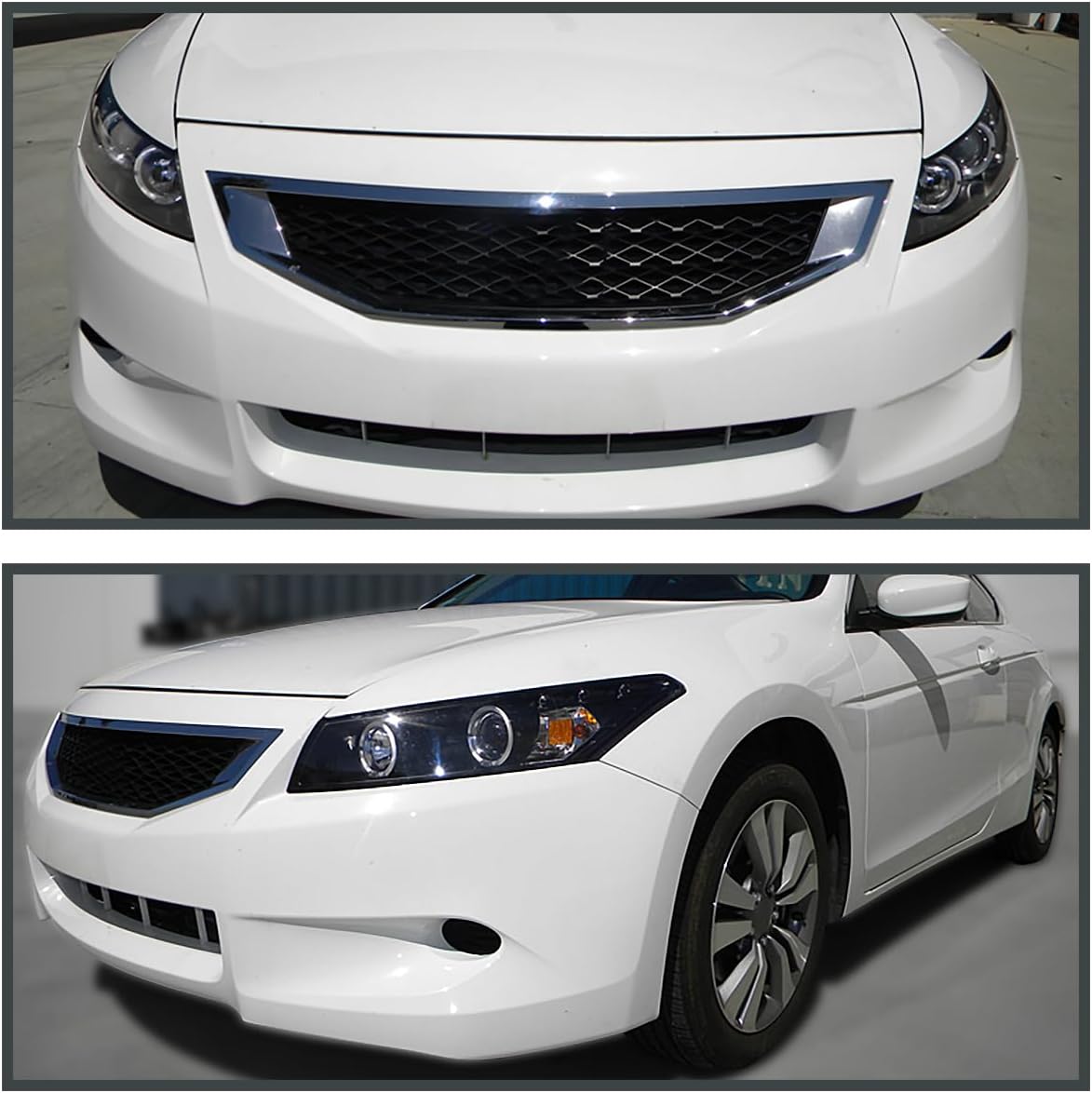 SPEC-D TUNING Twin Halo Black Projector Headlights Compatible with 2008-2012 Honda Accord 2 Door Coupe Left + Right Pair Headlamps Assembly