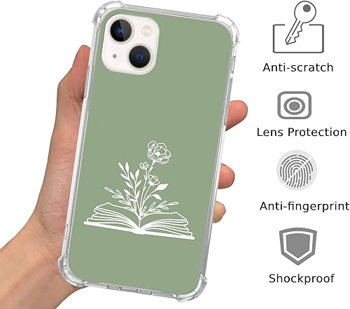 Miniatura 6 de Funda con diseño floral retro verde pastel y blanco, compatible con iPhone 15, diseño de flores retro estéticas para iPhone 15, funda de TPU para