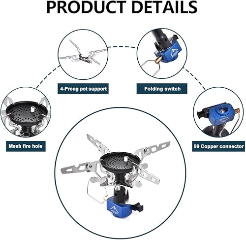 Miniatura 4 de Widesea Estufa de mochilero 3300W Estufa de camping Quemador de gas portátil con Iginitor Mini Ultraligero Equipo de senderismo Equipo al aire libre