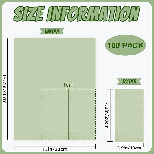 Miniatura 9 de 100 servilletas de papel verde con puntos dorados, servilletas desechables verdes para cumpleaños, baño, boda, aniversario, vacaciones, suministros