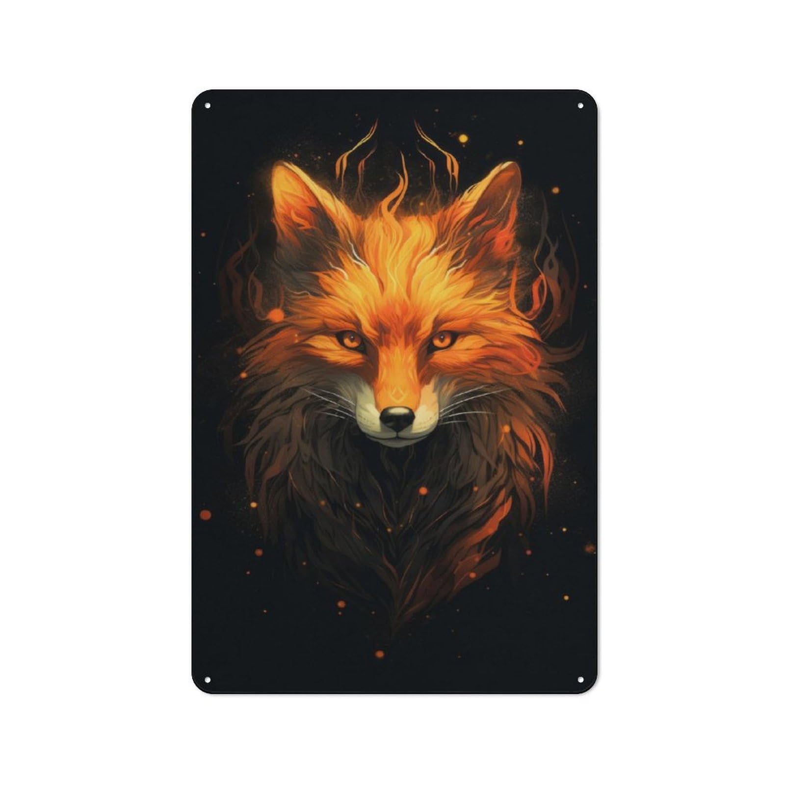 Junmoney Red Fox Mysterious Metal Wall Sign 30X20cm Featuring For Living Room Wall, A Decorative Gift For A Newly Furnished Living Room
