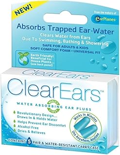 ClearEars Water Absorbing Ear Plugs 5 Pairs (Pack of 5)