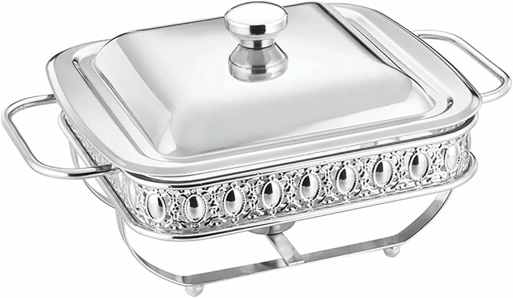 Chauffe-Plats, Chauffe-Plats pour Serveur De Buffet, Plaques Chauffantes Ensemble De Buffet Hot Pot Premium 2L Ensemble De Buffet Hot Pot Conteneur pour Réchauffer Les Al,Silver