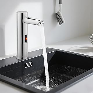 Comprar ENCOFT Grifo de Agua Caliente y Fría Automático con Sensor de Infrarrojos, Sin-contacto Grifo Batería para Lavabo Baño Grifo Touchless (Vertical-20cm)