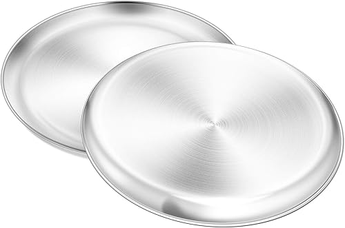 Miniatura 9 de Sartén para pizza, juego de sartenes de acero inoxidable de 13 pulgadas, bandeja grande para horno de pizza para hornear, saludable y resistente,